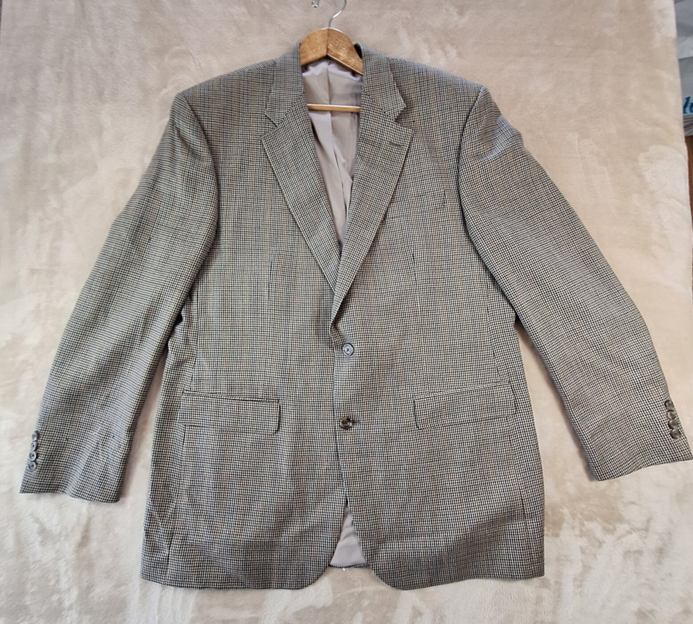 Ralph Lauren Blazer Men's 46X Gray Hounds Tooth Wool Single Breasted Sports Coat